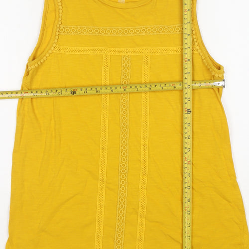 St. John's Bay Women's Yellow Crochet Trim Cotton Tank Top S