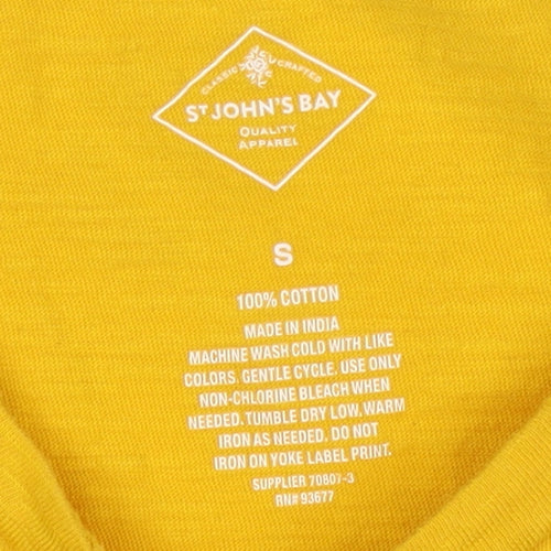 St. John's Bay Women's Yellow Crochet Trim Cotton Tank Top S