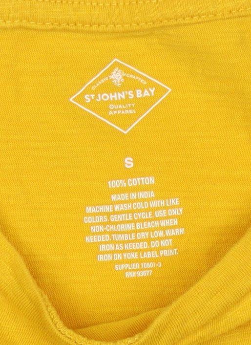 St. John's Bay Women's Yellow Crochet Trim Cotton Tank Top S