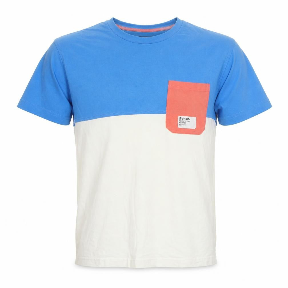 Bench Men's Blue Colourblock Crew Neck Cotton T-Shirt Size M