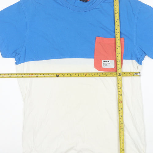 Bench Men's Blue Colourblock Crew Neck Cotton T-Shirt Size M