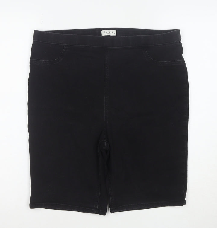 Papaya Denim Womens Black Size 16 Bermuda Shorts Stretch Cotton Blend