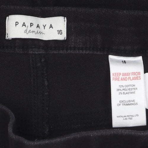 Papaya Denim Womens Black Size 16 Bermuda Shorts Stretch Cotton Blend
