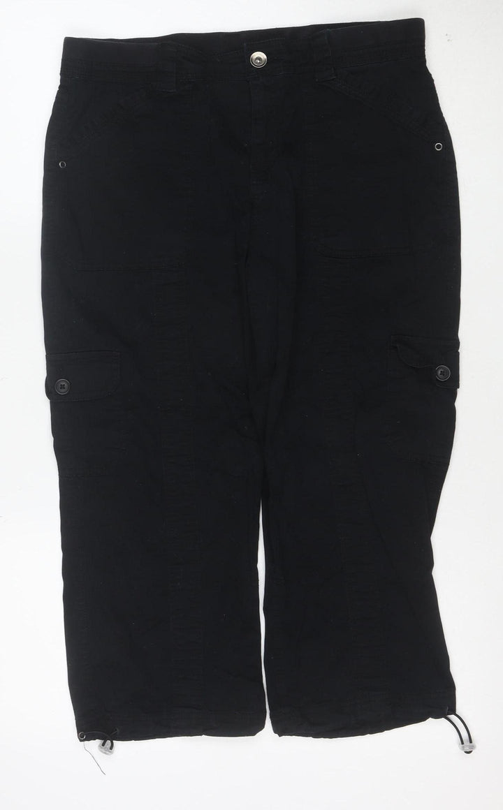 Style & Co Womens Black Cotton Cargo Trousers Size 10