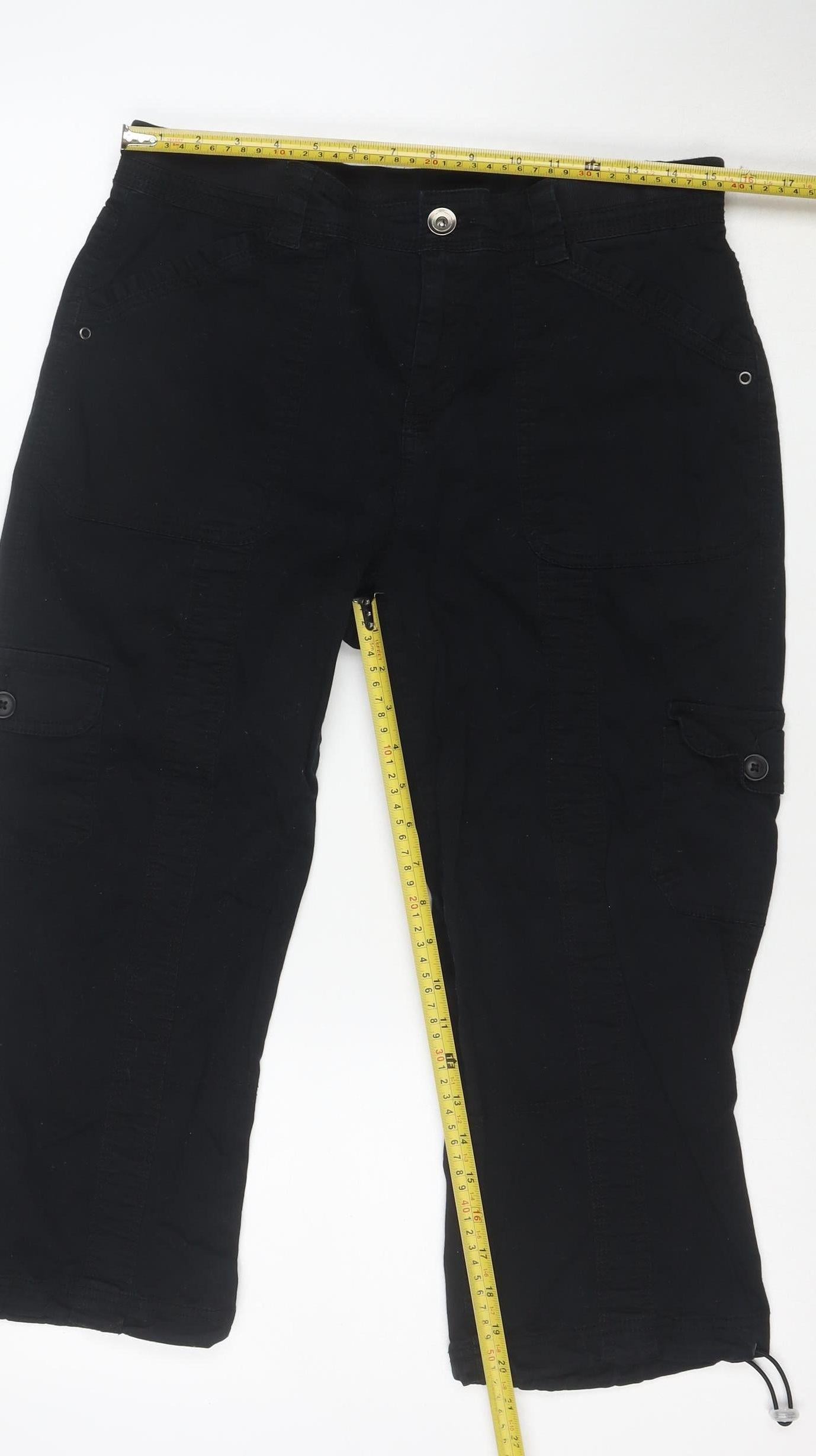 Style & Co Womens Black Cotton Cargo Trousers Size 10