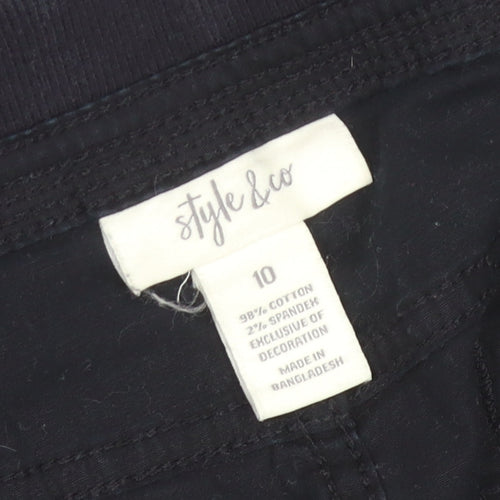 Style & Co Womens Black Cotton Cargo Trousers Size 10