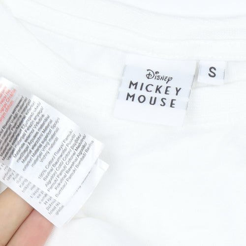 Disney Women’s White Mickey Mouse Short Sleeve Cotton T-Shirt S