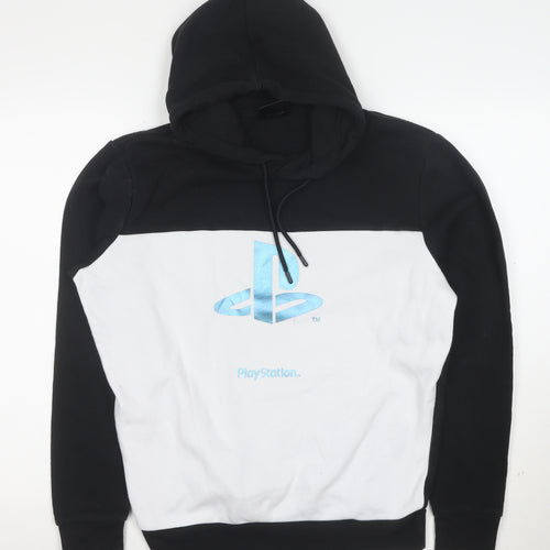 Primark PlayStation Men's Black & White Pullover Hoodie L