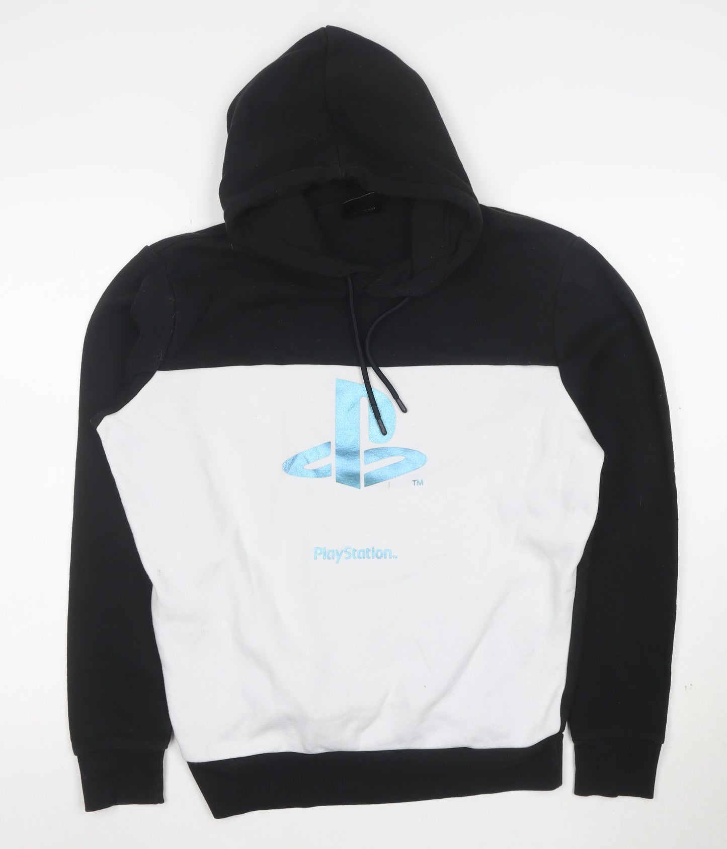 Primark PlayStation Men's Black & White Pullover Hoodie L