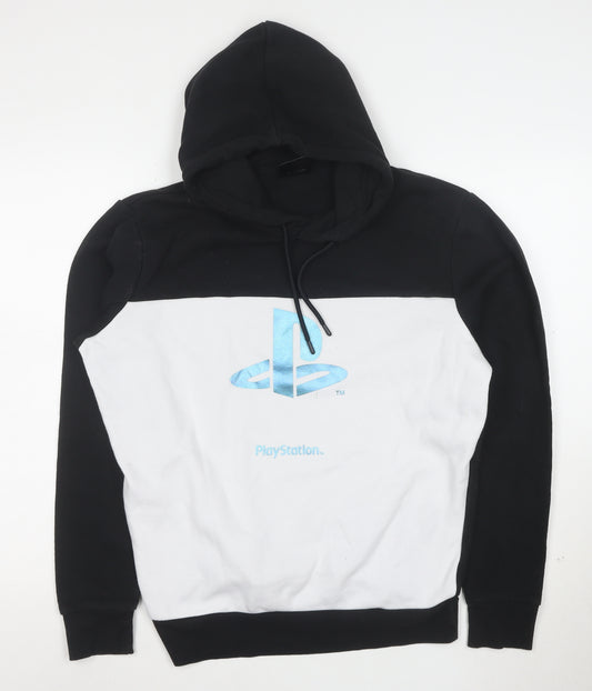 Primark PlayStation Men's Black & White Pullover Hoodie L