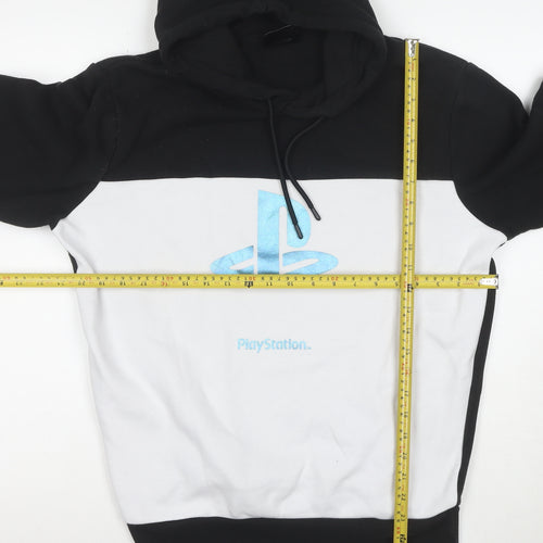 Primark PlayStation Men's Black & White Pullover Hoodie L