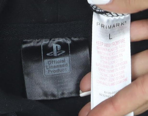 Primark PlayStation Men's Black & White Pullover Hoodie L