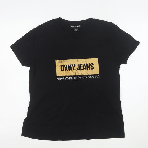 DKNY Jeans Women's Black Cotton Crew Neck T-Shirt Size M