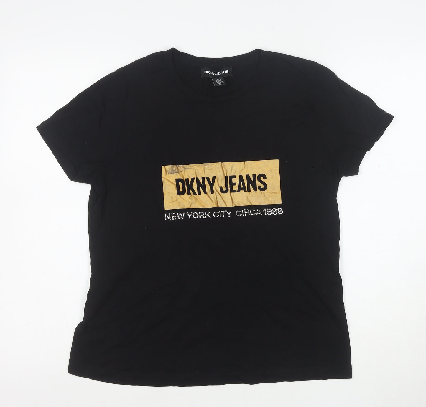DKNY Jeans Women's Black Cotton Crew Neck T-Shirt Size M