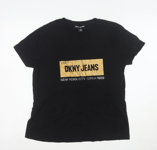 DKNY Jeans Women's Black Cotton Crew Neck T-Shirt Size M
