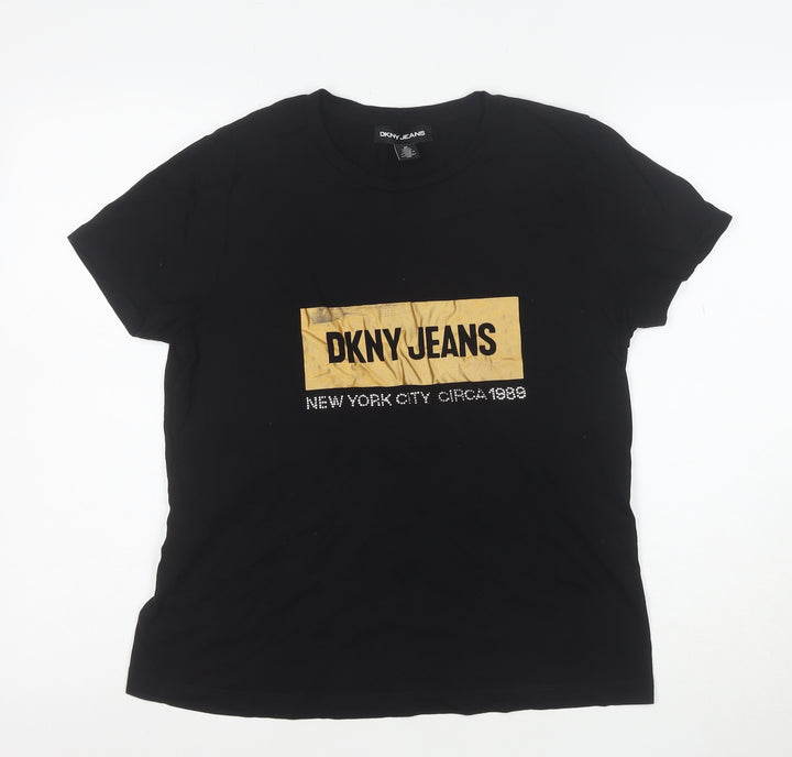 DKNY Jeans Women's Black Cotton Crew Neck T-Shirt Size M
