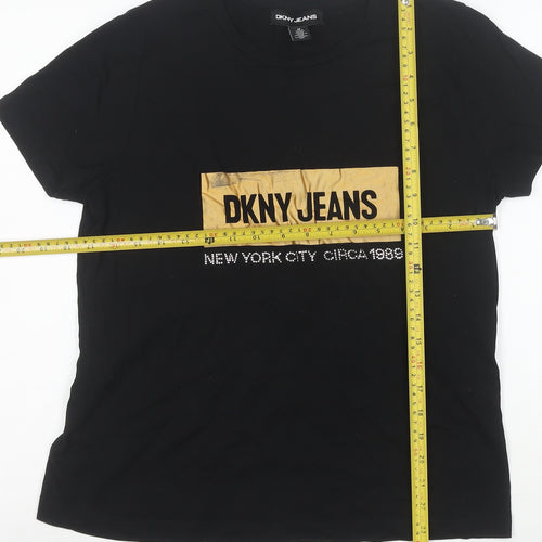DKNY Jeans Women's Black Cotton Crew Neck T-Shirt Size M
