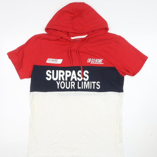 Glostory Men's Multicoloured XL Hooded Colourblock Graphic T-Shirt