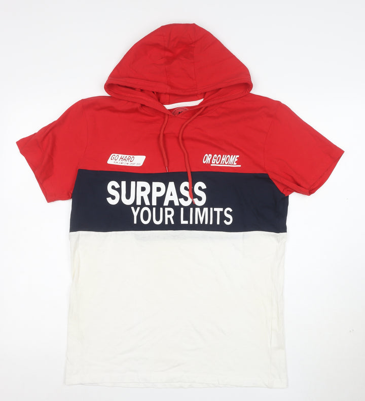 Glostory Men's Multicoloured XL Hooded Colourblock Graphic T-Shirt