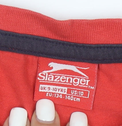 Slazenger Boys Red Short Sleeve Crew Neck Cotton T-Shirt 9-10 Years