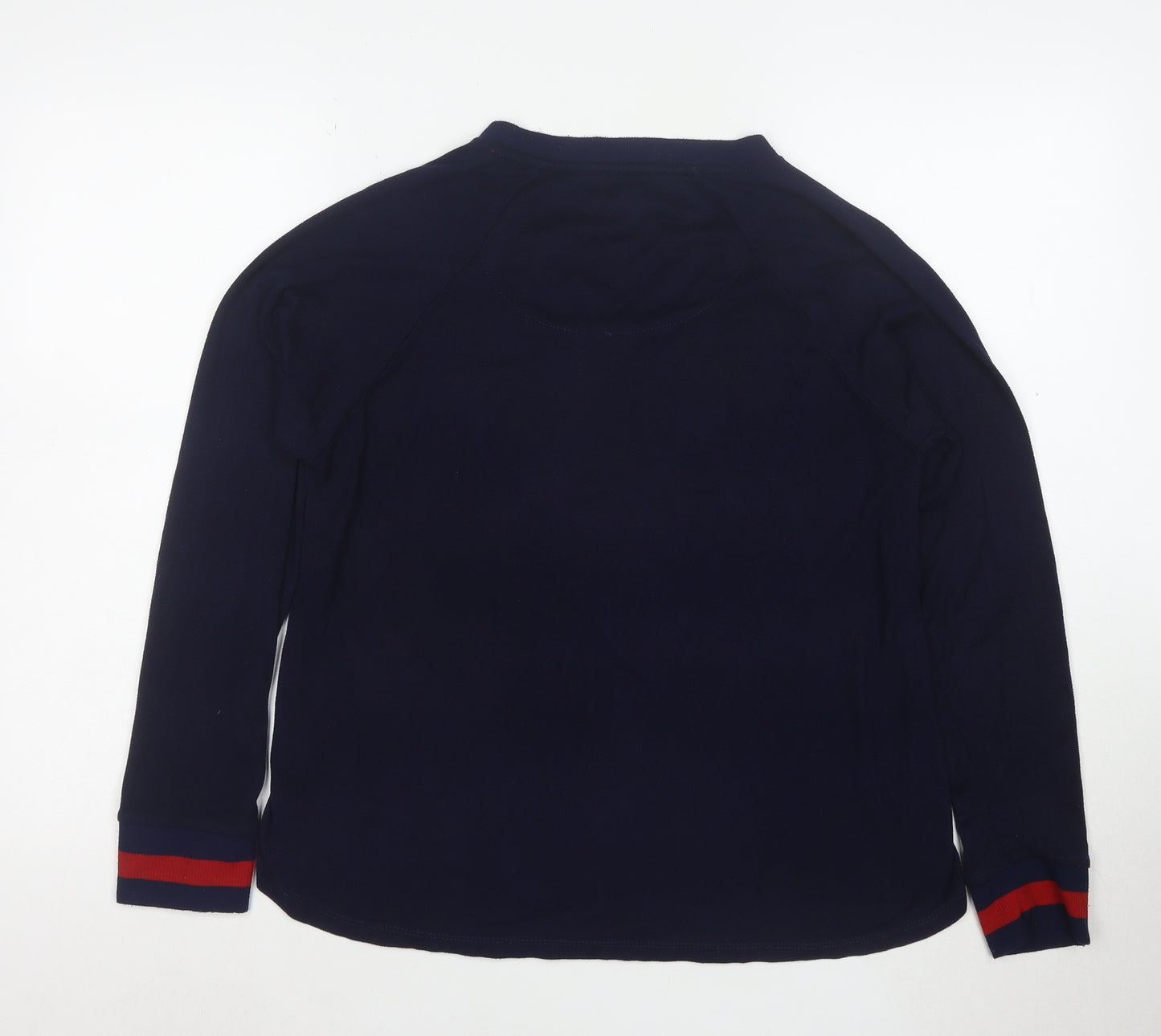 DKNY Women's Blue V-Neck Logo Pullover Jumper Size M