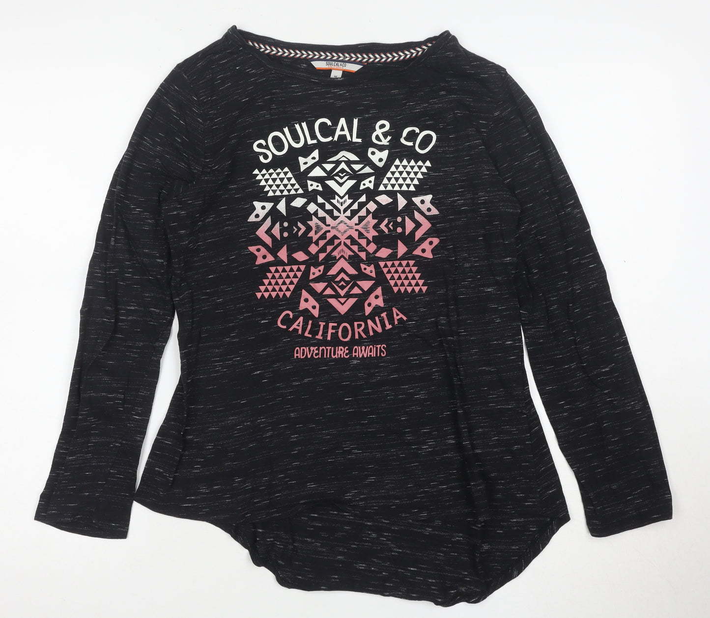 SoulCal & Co Womens Black Long Sleeve Graphic T-Shirt Size 12