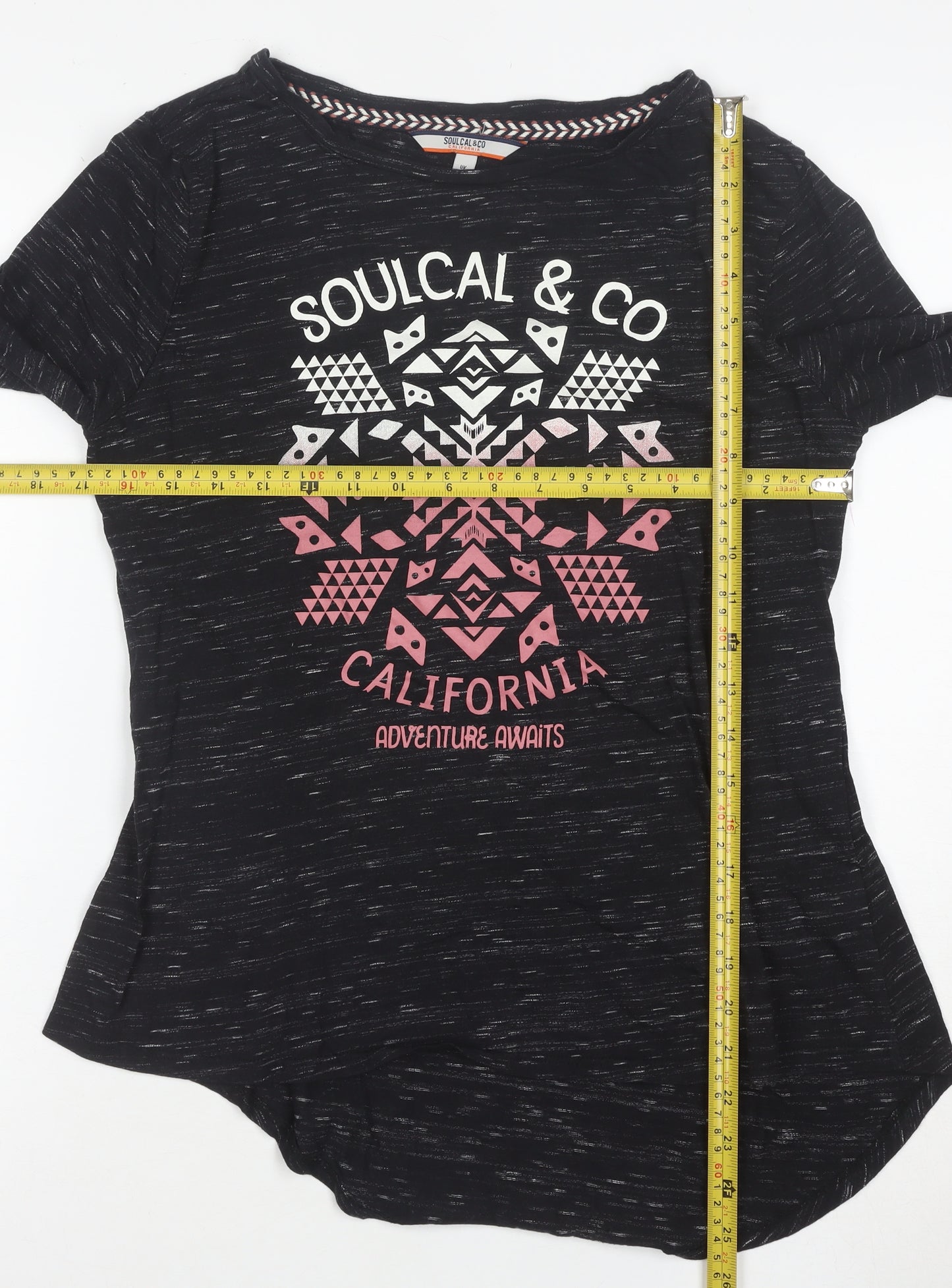 SoulCal & Co Womens Black Long Sleeve Graphic T-Shirt Size 12