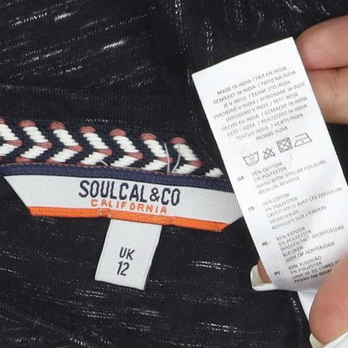 SoulCal & Co Womens Black Long Sleeve Graphic T-Shirt Size 12