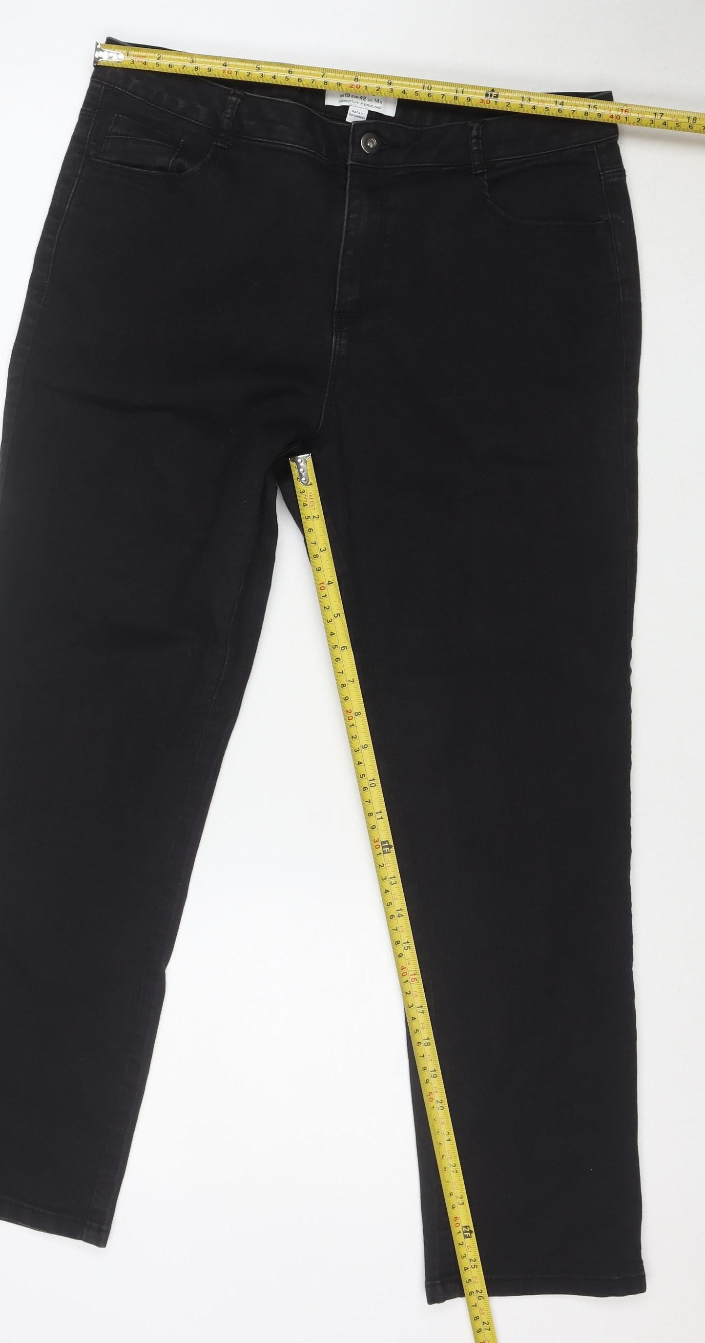 Dorothy Perkins Women's Black Ellis Skinny Jeans Size 14S Cotton Blend