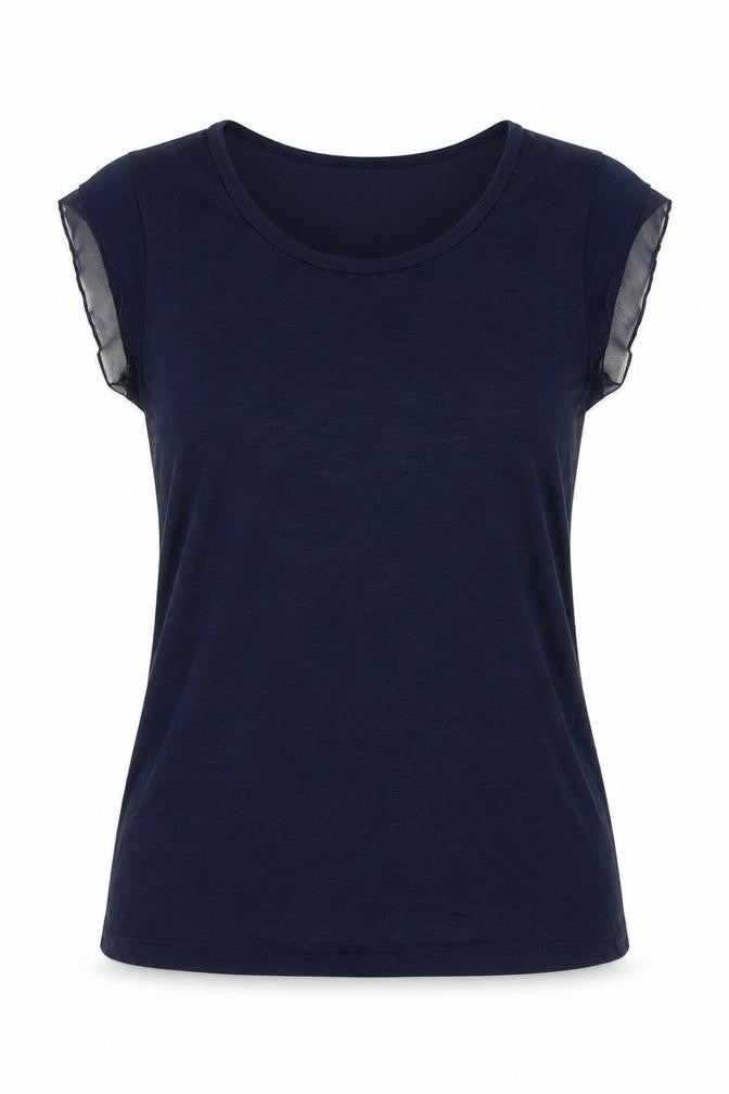 Front view of Style & Co. Women Blue L Basic Scoop Neck Jersey T-Shirt