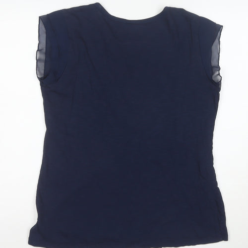 Style & Co. Women Blue L Basic Scoop Neck Jersey T-Shirt
