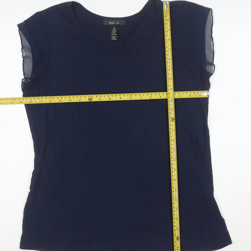 Style & Co. Women Blue L Basic Scoop Neck Jersey T-Shirt