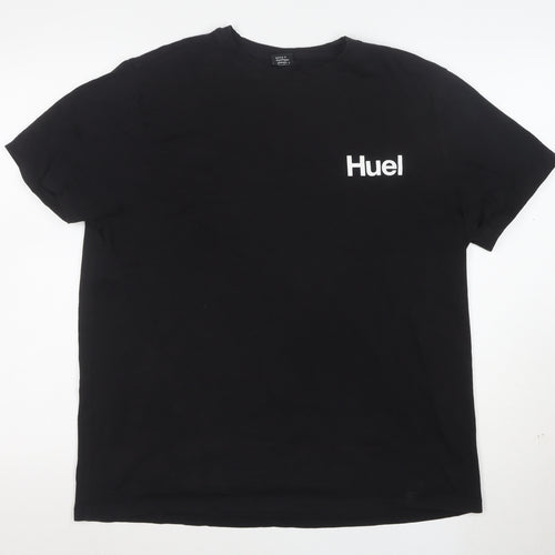 Huel Men's Black Large Crew Neck Short Sleeve Cotton T-Shirt
