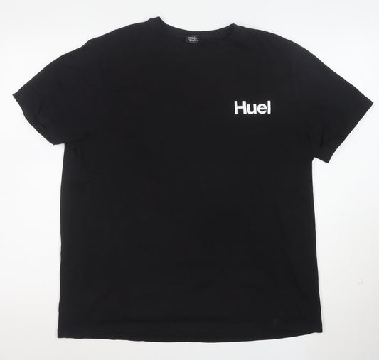Huel Men's Black Large Crew Neck Short Sleeve Cotton T-Shirt