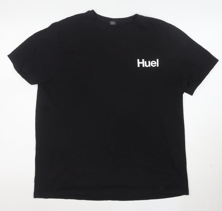 Huel Men's Black Large Crew Neck Short Sleeve Cotton T-Shirt