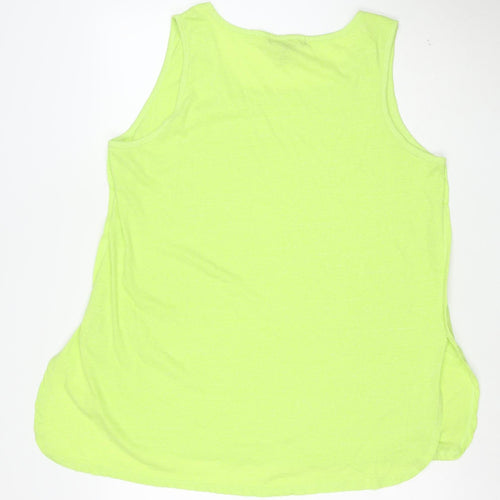 Susan Graver Womens Green 2XL Sleeveless Lace Trim Tank Top