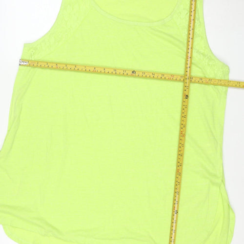 Susan Graver Womens Green 2XL Sleeveless Lace Trim Tank Top