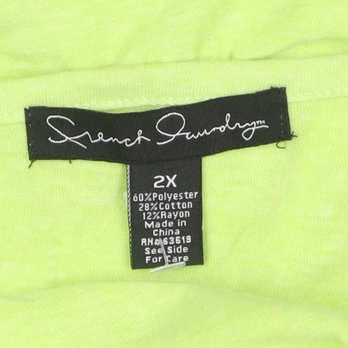 Susan Graver Womens Green 2XL Sleeveless Lace Trim Tank Top