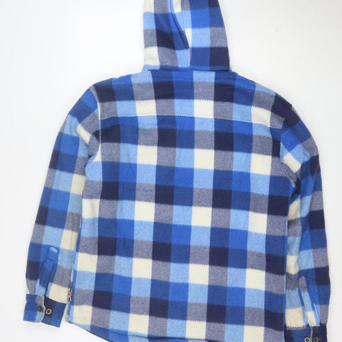 Lee Cooper Men's Blue Check Fleece Hooded Jacket Size M