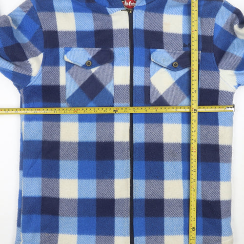 Lee Cooper Men's Blue Check Fleece Hooded Jacket Size M