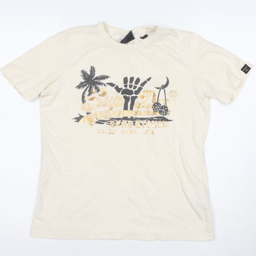 Superdry Women's Beige Graphic Print Cotton T-Shirt Size 8