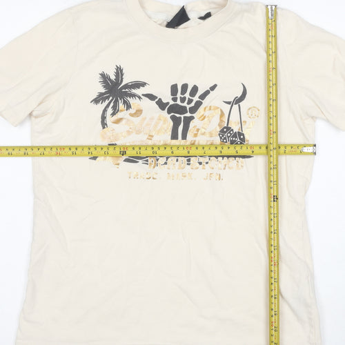 Superdry Women's Beige Graphic Print Cotton T-Shirt Size 8