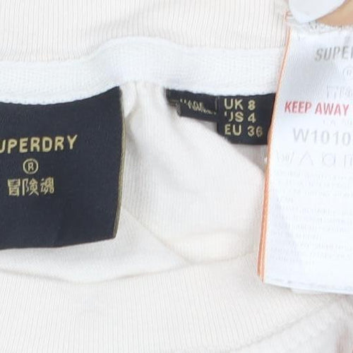Superdry Women's Beige Graphic Print Cotton T-Shirt Size 8