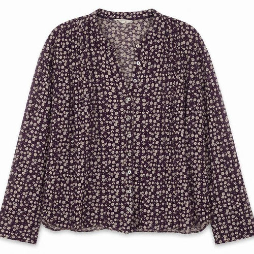 Fat Face Women’s Purple Floral V-Neck Cotton Long Sleeve Blouse Size 10