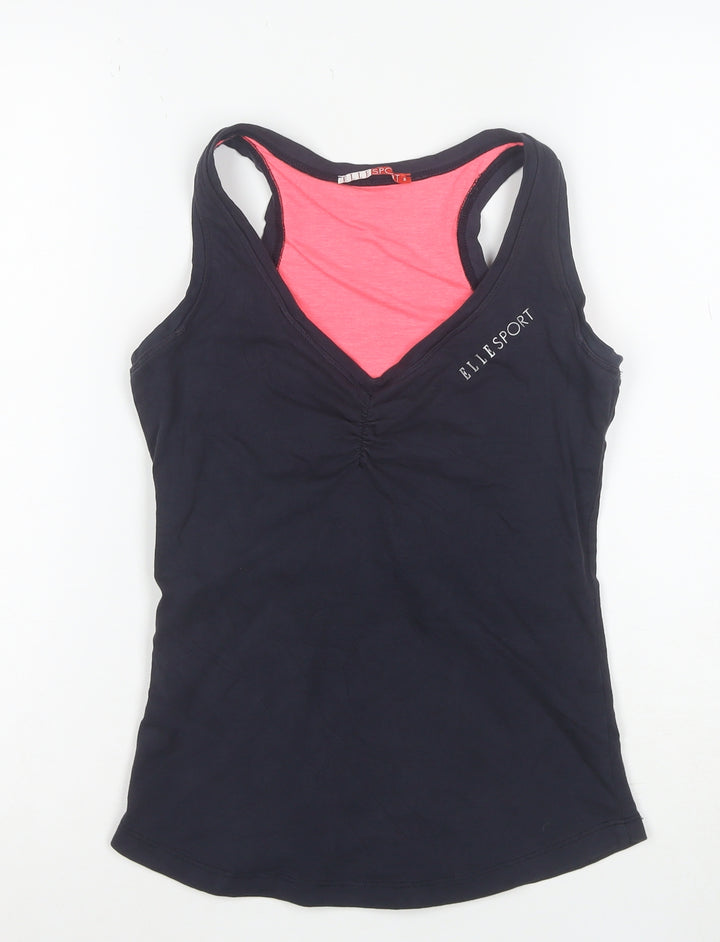 ELLE SPORT Women's Black Racerback Tank Top Size 10 Slim Fit