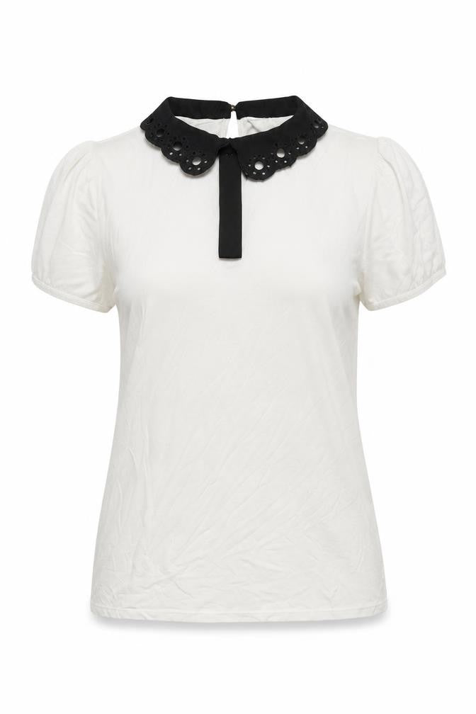 Ted Baker Women's White Collared Short Sleeve Cotton Blouse Size M