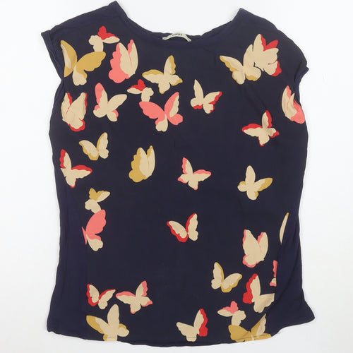 Oasis Women's Blue Butterfly Print Sleeveless Blouse Size S