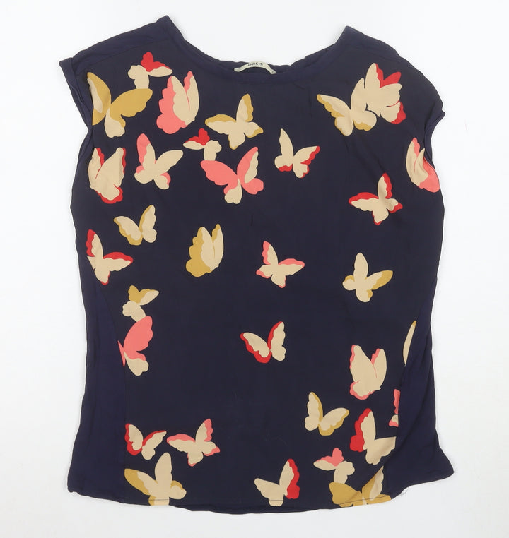 Oasis Women's Blue Butterfly Print Sleeveless Blouse Size S