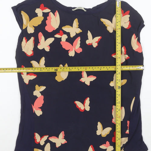 Oasis Women's Blue Butterfly Print Sleeveless Blouse Size S