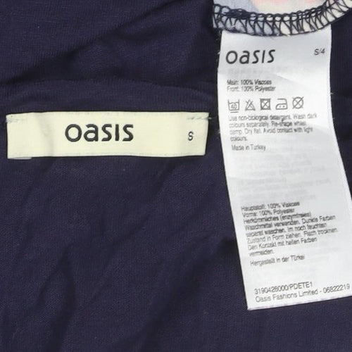 Oasis Women's Blue Butterfly Print Sleeveless Blouse Size S